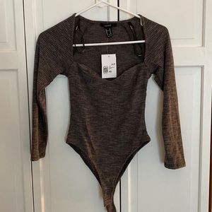 NWT XS ribbed grey bodysuit
